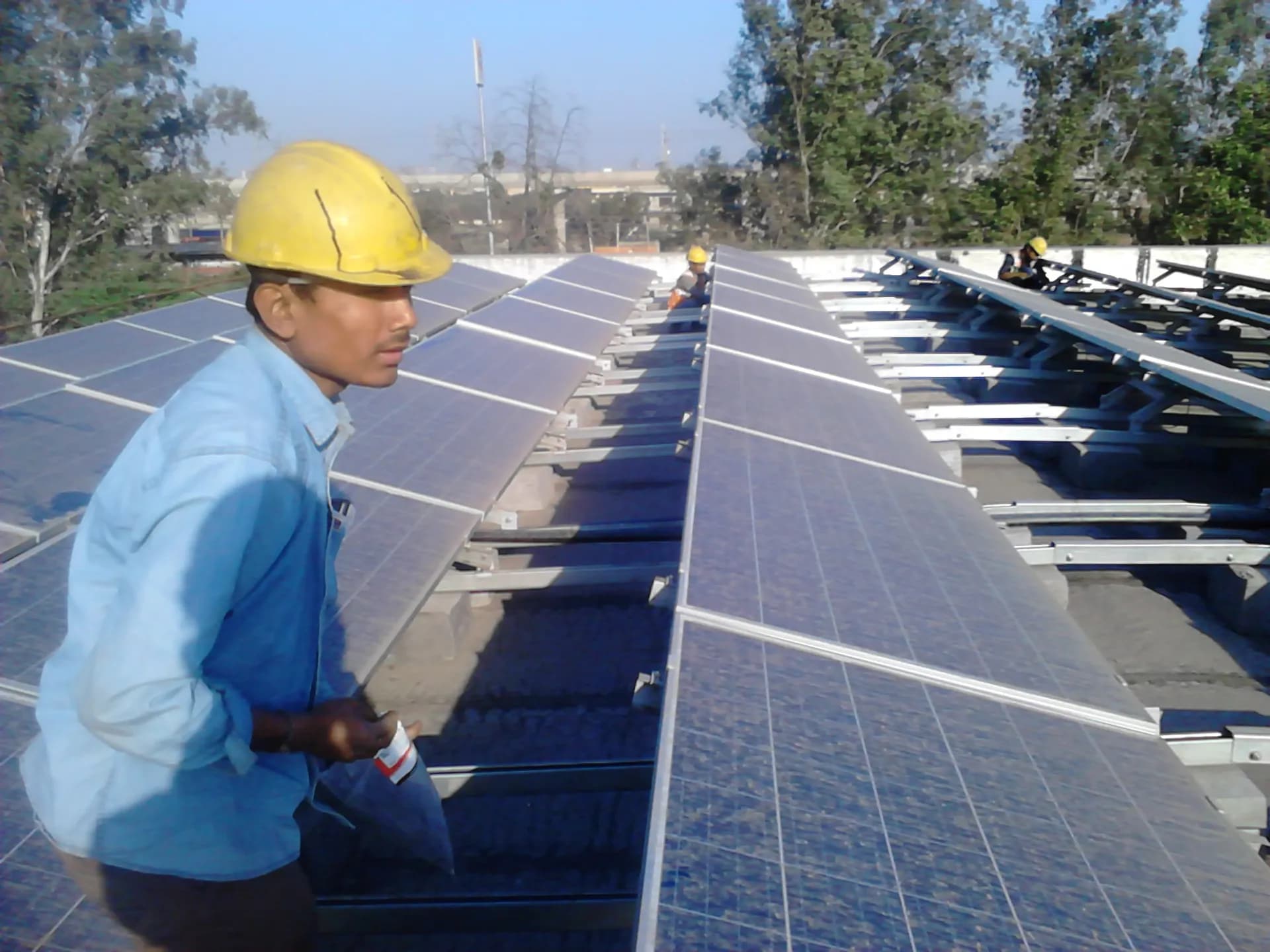 Our construction team's work on an industrial rooftop