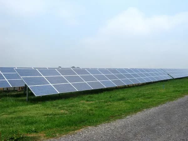 Ground-mounted solar array feeding the grid